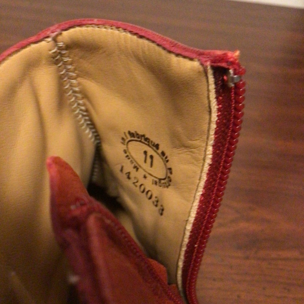 JOHN FLUEVOG RED LEATHER ANKLE BOOT SZ 10 - Picture 12 of 14